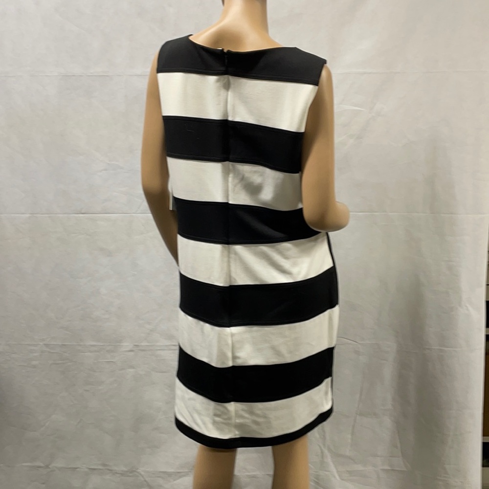 Calvin Klein Women's Black & Ivory Striped Sleeveless Dress NWT - Picture 3 of 7